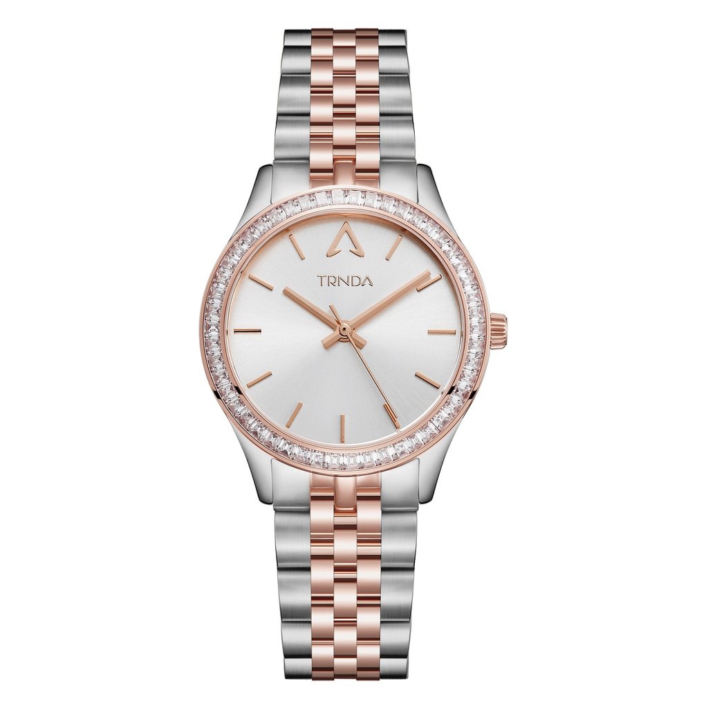 TRNDA Women's Stainless Steel Watch, Silver & Rose Gold | TRNDA-32MM-0