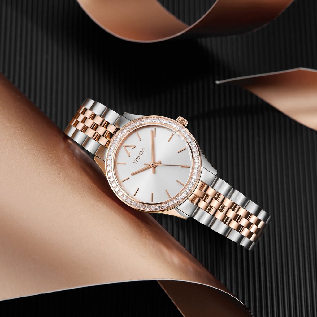 TRNDA Women's Stainless Steel Watch, Silver & Rose Gold | TRNDA-32MM-4