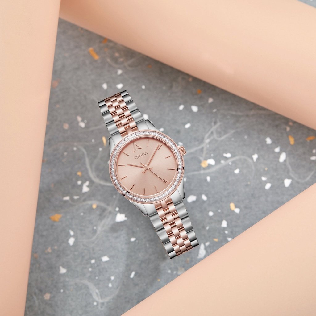 TRNDA Women's Stainless Steel Watch, Rose Gold Dial | TR32MM-4