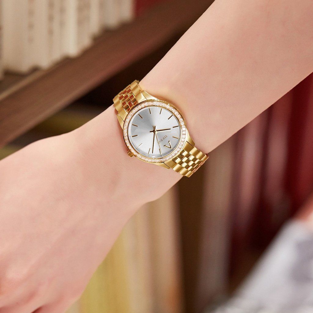 TRNDA Women's Gold Stainless Steel Watch, Silver Dial | TRN32G-1