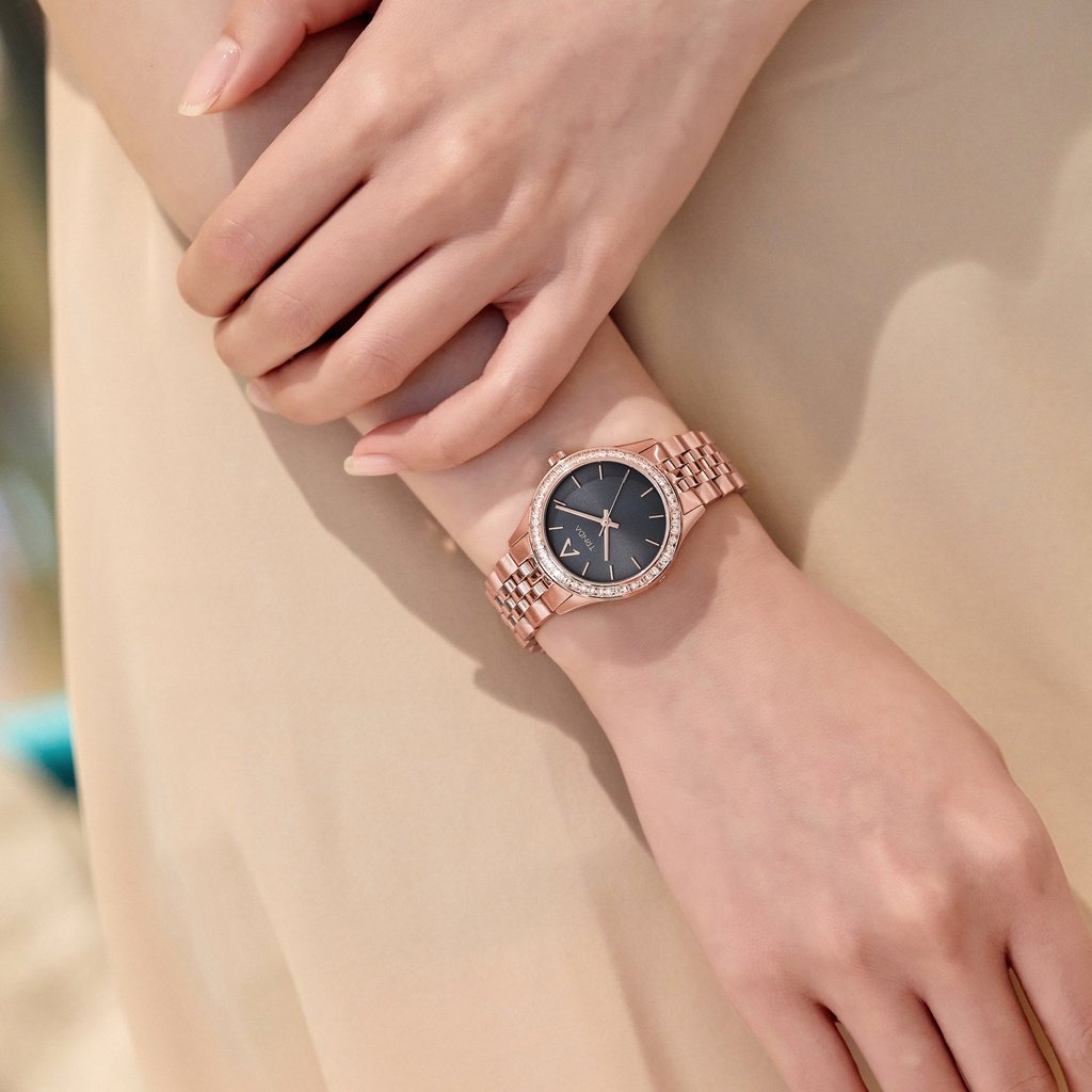 TRNDA Women's Rose Gold Stainless Steel Watch, Gray Dial | TRNDA-32RGA-1