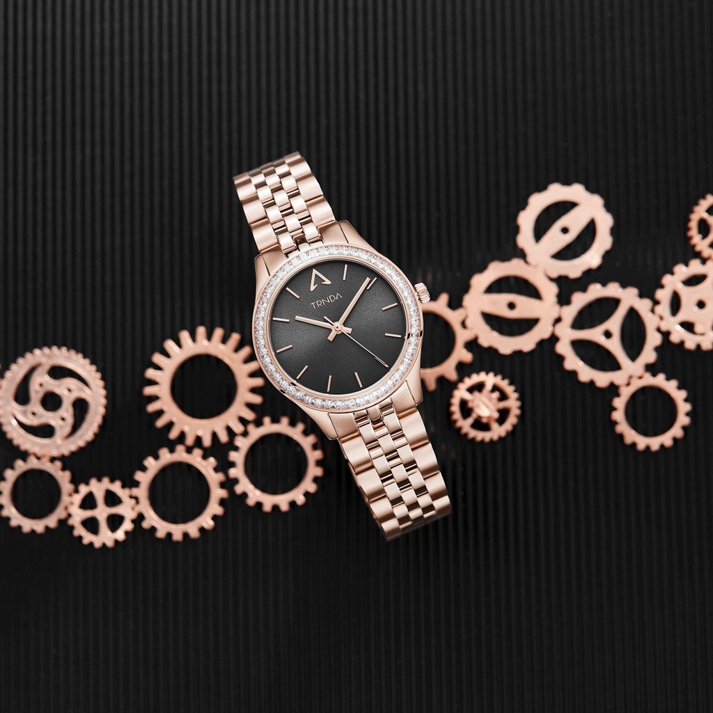 TRNDA Women's Rose Gold Stainless Steel Watch, Gray Dial | TRNDA-32RGA-4