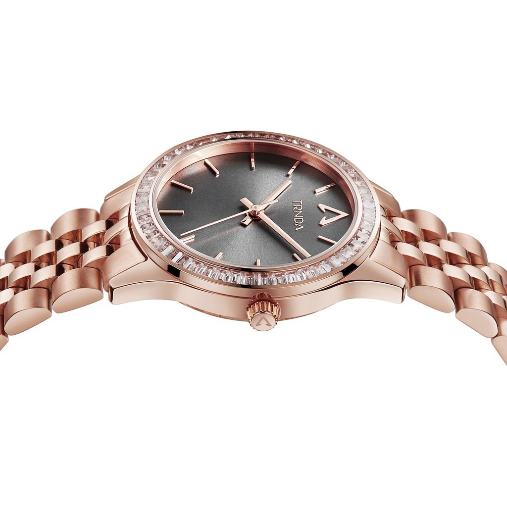TRNDA Women's Rose Gold Stainless Steel Watch, Gray Dial | TRNDA-32RGA-2