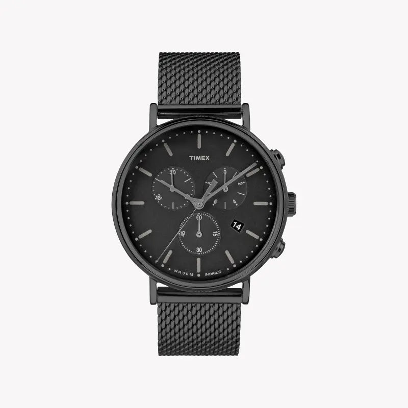 Timex Men's Black Stainless Steel Watch, Black Dial | TW2R27300-0