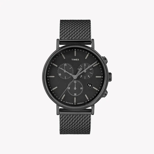 Timex Men's Black Stainless Steel Watch, Black Dial | TW2R27300-0