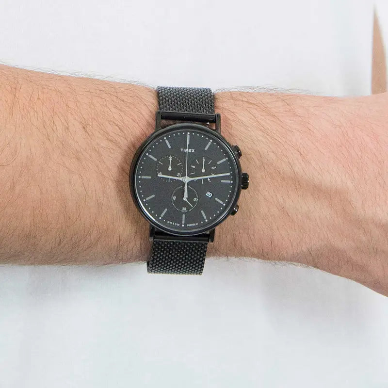 Timex Men's Black Stainless Steel Watch, Black Dial | TW2R27300-3