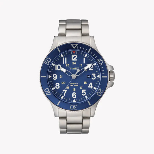 Timex Men's Silver Stainless Steel Watch, Blue Dial | TW2R46000-0