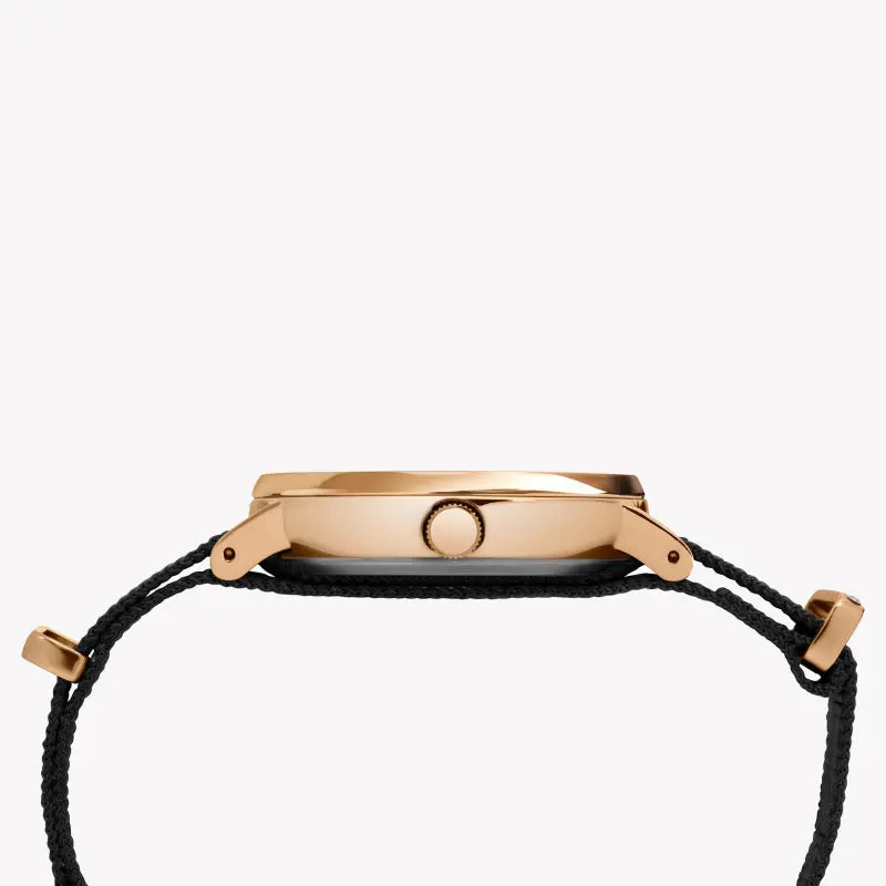 Timex Women's Black Fabric Watch, Brass Gold Case | TW2R49200-1