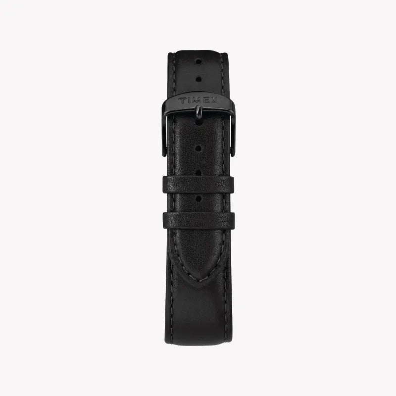 Timex Men's Black Leather Watch, Black Dial | TW2R50100-2