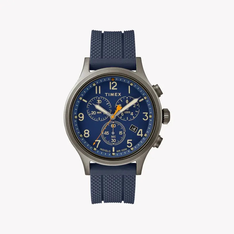 Timex Men's Blue Silicone Watch, Brass Case | TW2R60300-0