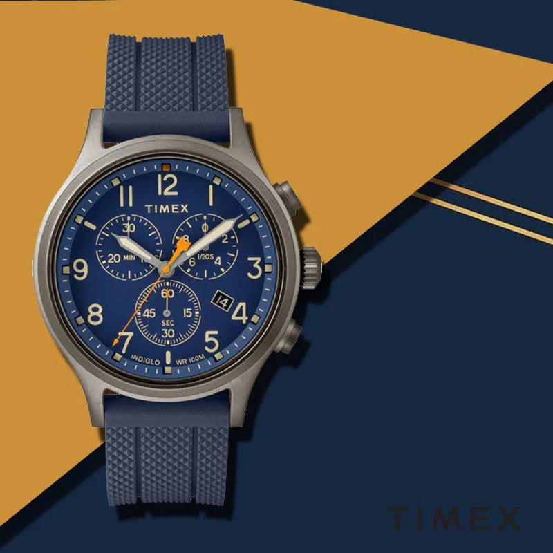 Timex Men's Blue Silicone Watch, Brass Case | TW2R60300-3