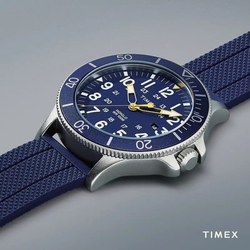 Timex Men's Blue Silicone Watch, Brass Case | TW2R60700-3