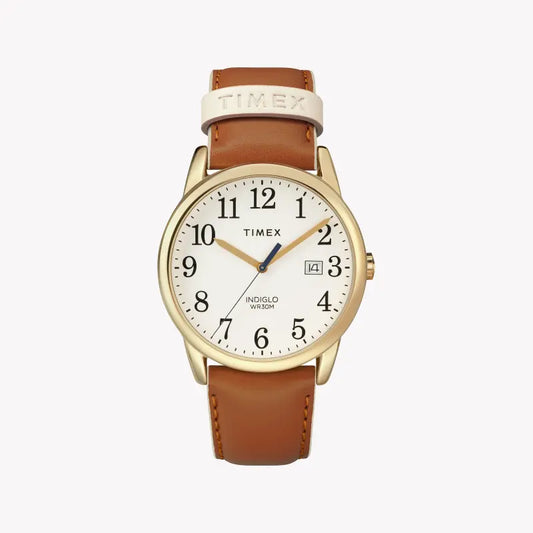 Timex Women's Brass Watch, Off White Dial, Tan Leather | TW2R62700-0