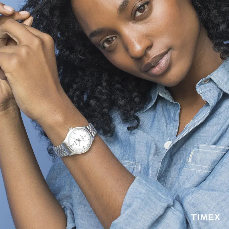 Timex Women's Silver Stainless Steel Watch, White Dial | TW2R69400-3