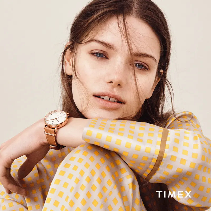 Timex Women's Tan Leather Watch, Off White Dial | TW2R70200-3