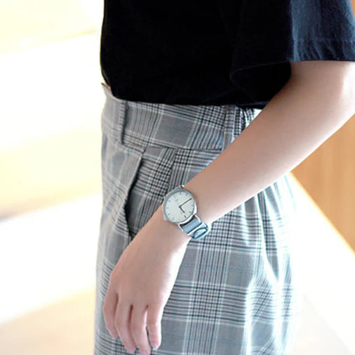 Timex Women's Blue Leather Watch, White Dial | TW2R70300-3
