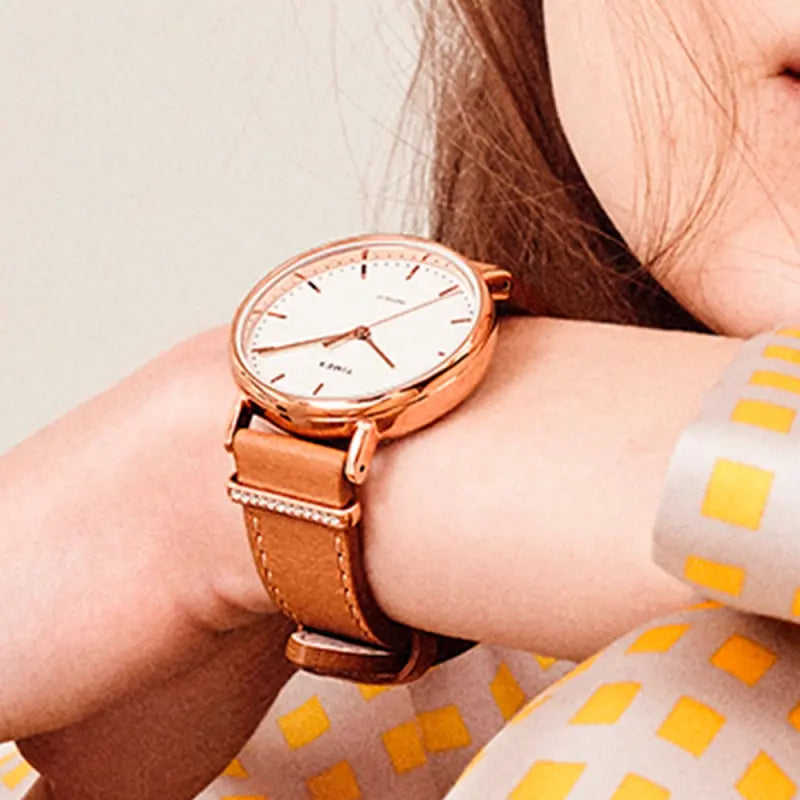 Timex Women's Pink Leather Watch, White Dial | TW2R70400-3
