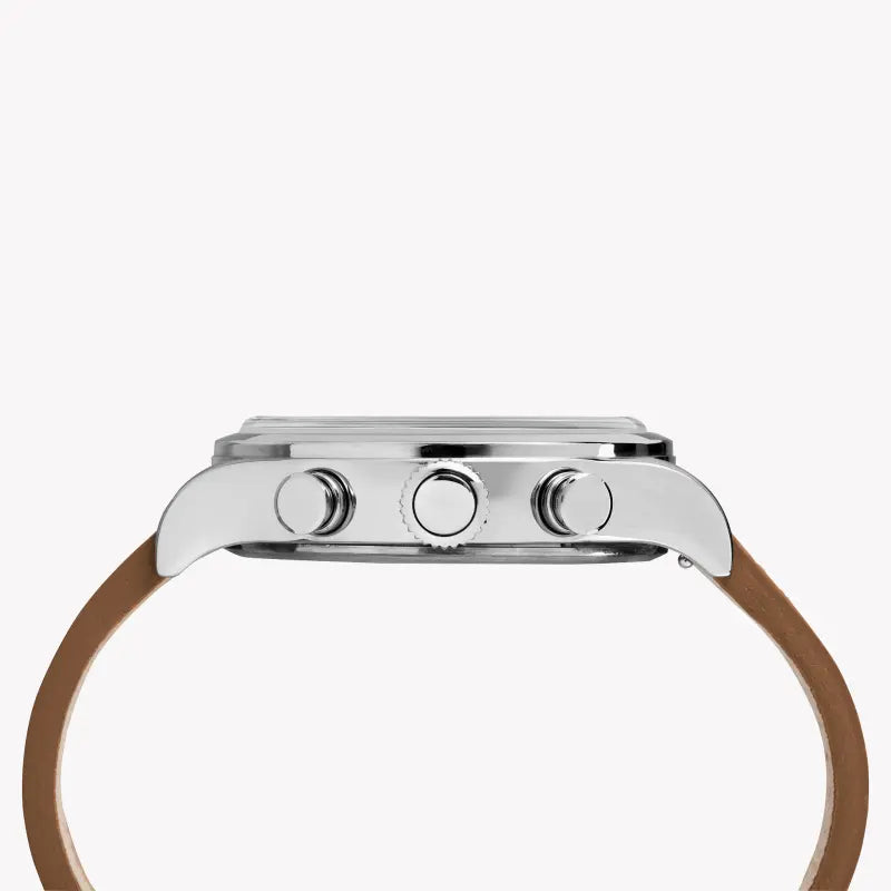 Timex Men's Stainless Steel Watch, Black Dial, Tan Leather | TW2R70900-1