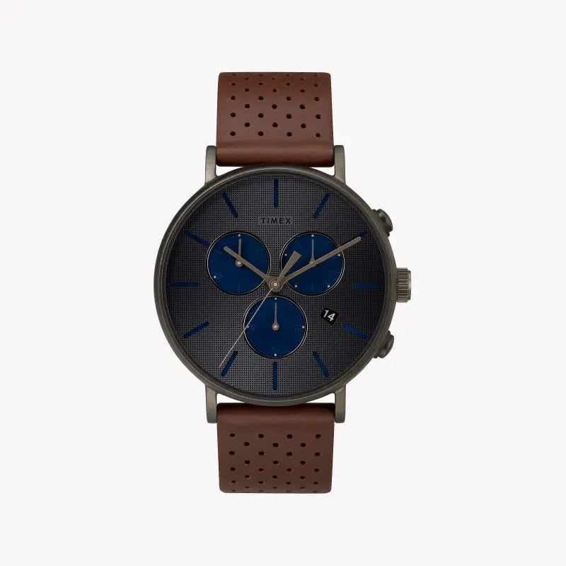 Timex Men's Brass Watch, Brown Leather, Gray Dial | TW2R80000-0