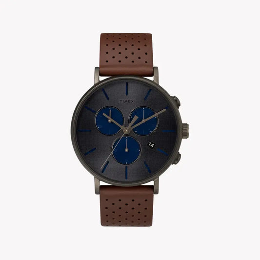 Timex Men's Brass Watch, Brown Leather, Gray Dial | TW2R80000-0