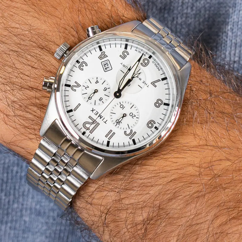 Timex Men's Silver Stainless Steel Watch, White Dial | TW2R88500-3