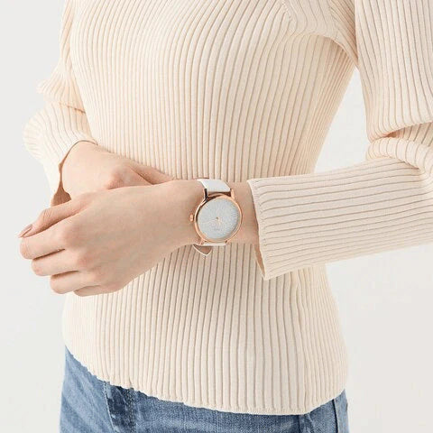 Timex Women's White Leather Watch, Rose Gold Case | TW2R95000-3