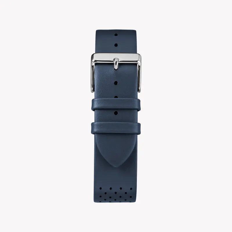 Timex Men's Blue Leather Watch, Silver Dial | TW2R97700-2
