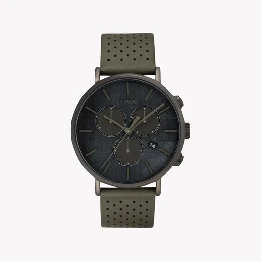 Timex Men's Gray Leather Watch, Gray Dial | TW2R97800-0