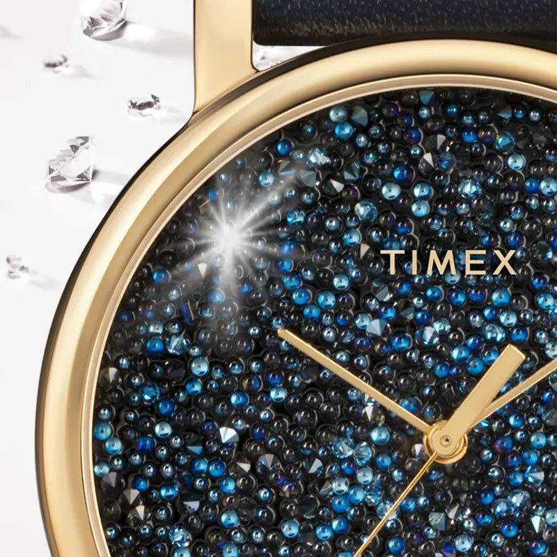 Timex Women's Blue Fabric Watch, Brass Case | TW2R98100-3