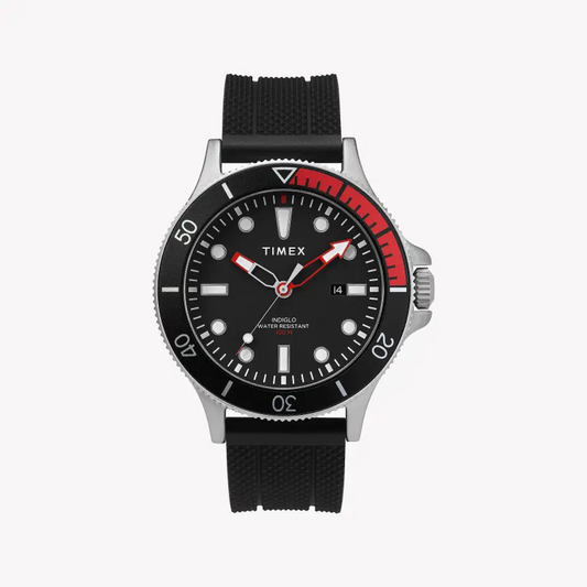 Timex Men's Black Silicone Watch, Brass Case | TW2T30000-0