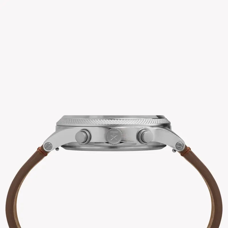 Timex Men's Brass Brown Leather Watch, Black Dial | TW2T32900-1