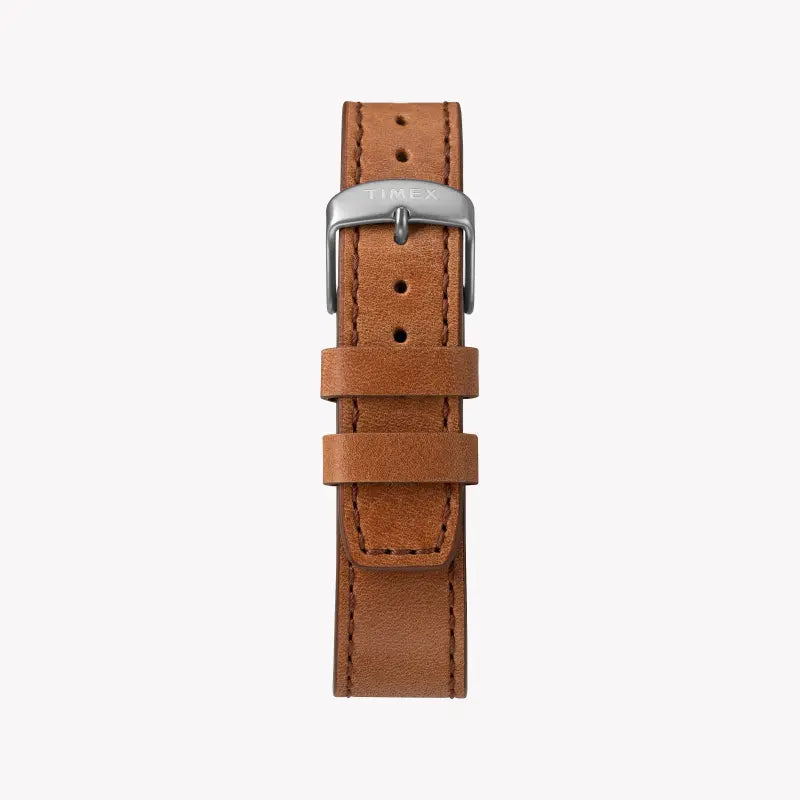 Timex Men's Brass Brown Leather Watch, Black Dial | TW2T32900-2