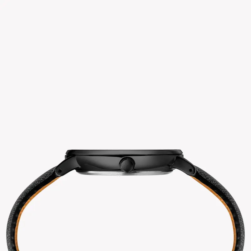 Timex Men's Black Leather Watch, Black Dial | TW2T34900-1