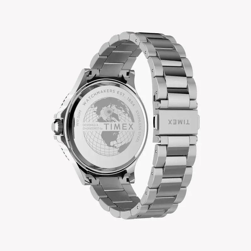 Timex Men's Silver Stainless Steel, Black Dial | TW2U13100-3