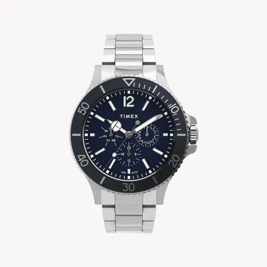 Timex Men's Silver Stainless Steel, Blue Dial | TW2U13200-0