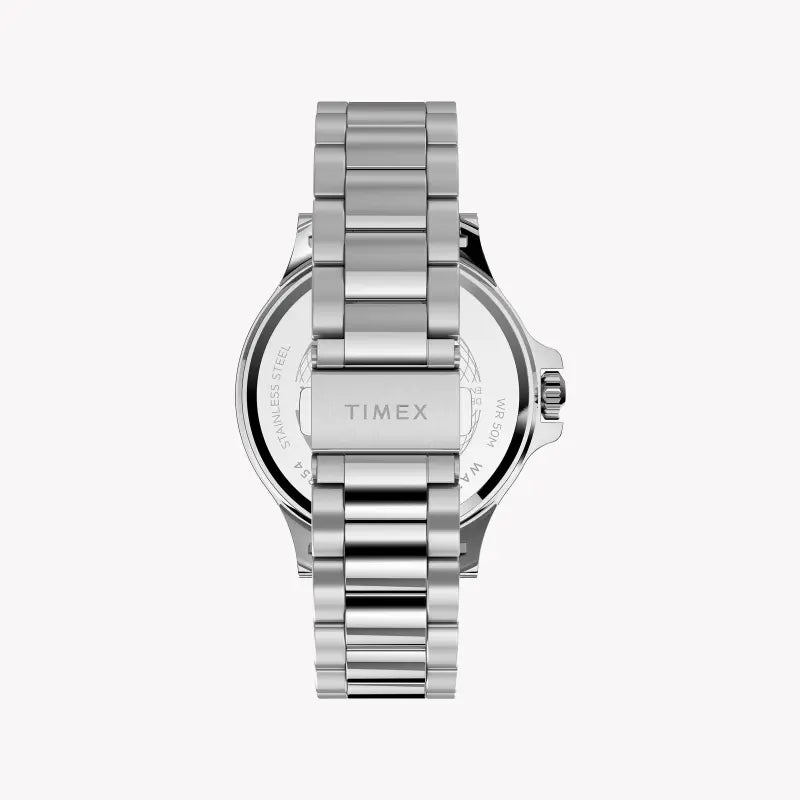 Timex Men's Silver Stainless Steel, Blue Dial | TW2U13200-2