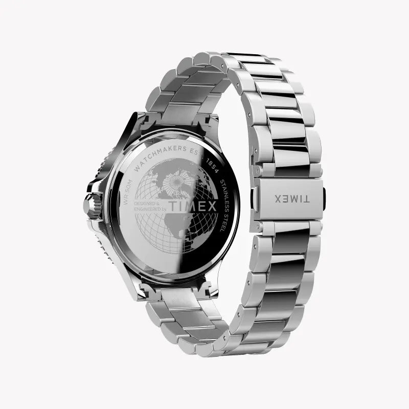 Timex Men's Silver Stainless Steel, Blue Dial | TW2U13200-3
