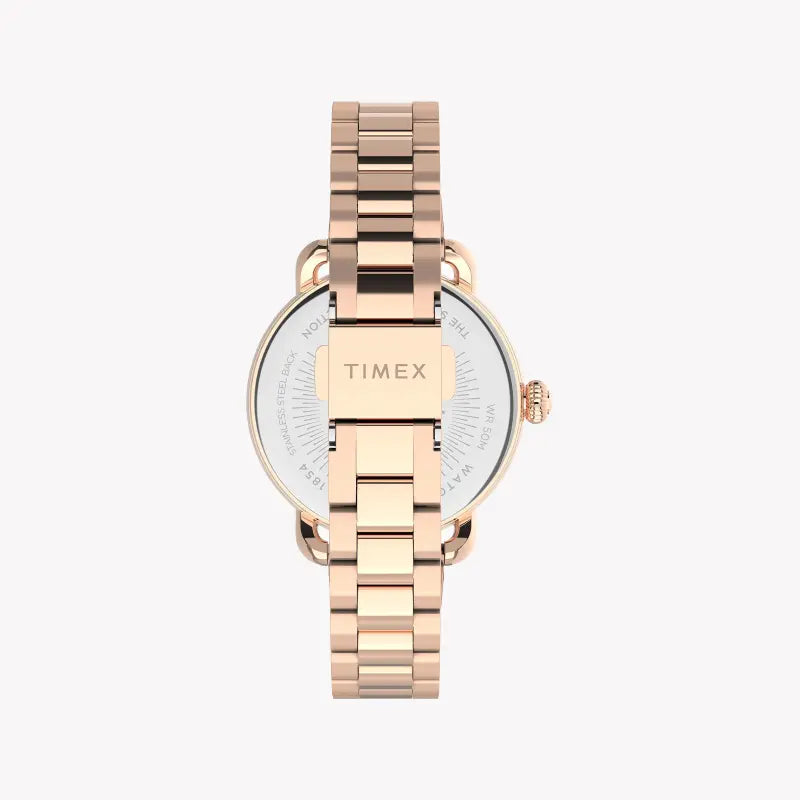 Timex Women's Rose Gold Stainless Steel Watch, Silver Dial | TW2U14000-2