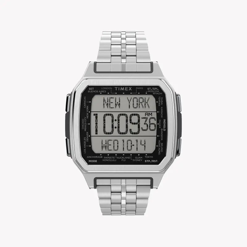 Timex Men's Silver Stainless Steel Watch, Digital Dial | TW2U17000-0
