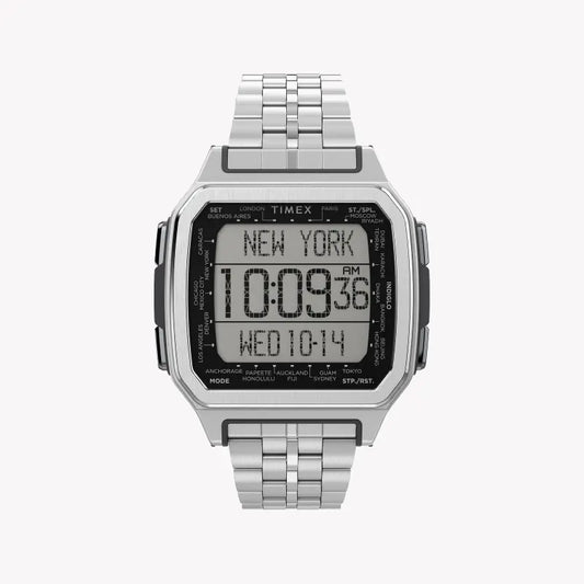 Timex Men's Silver Stainless Steel Watch, Digital Dial | TW2U17000-0