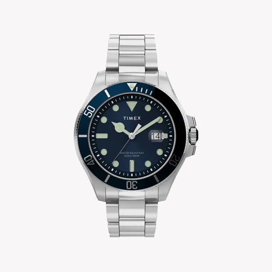 Timex Men's Silver Stainless Steel, Blue Dial | TW2U41900-0