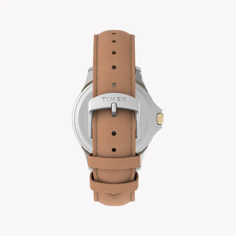 Timex Men's Black Dial Watch, Tan Leather Band | TW2U55600-2