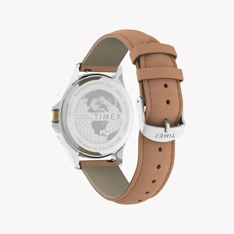 Timex Men's Black Dial Watch, Tan Leather Band | TW2U55600-3