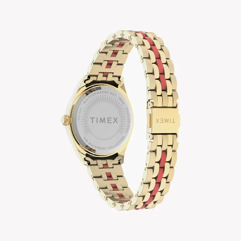 Timex Women's Gold Stainless Steel Watch, Orange Dial | TW2U82700-3