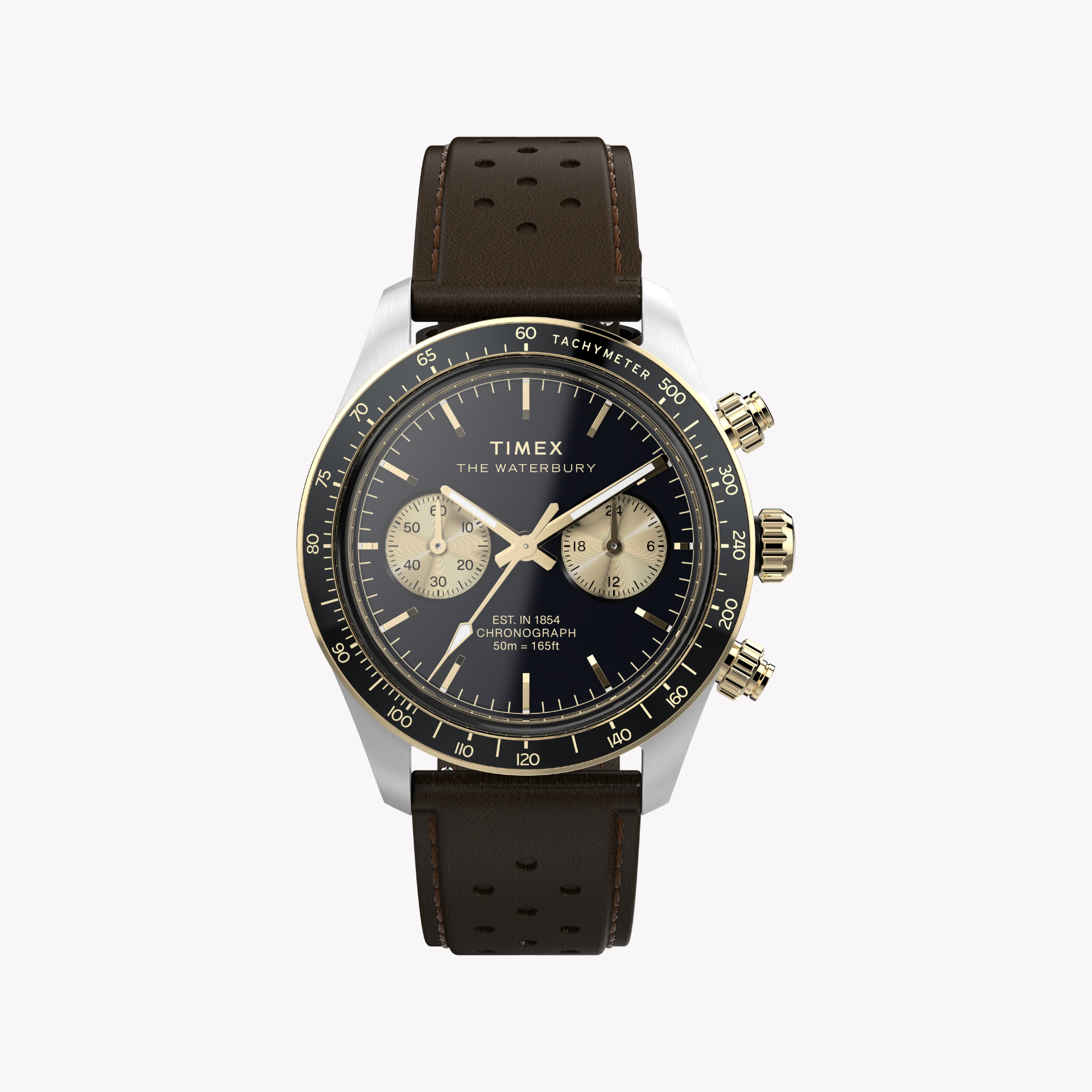 TIMEX Men's Silver/Brown Leather Watch | TW2Y24100-0