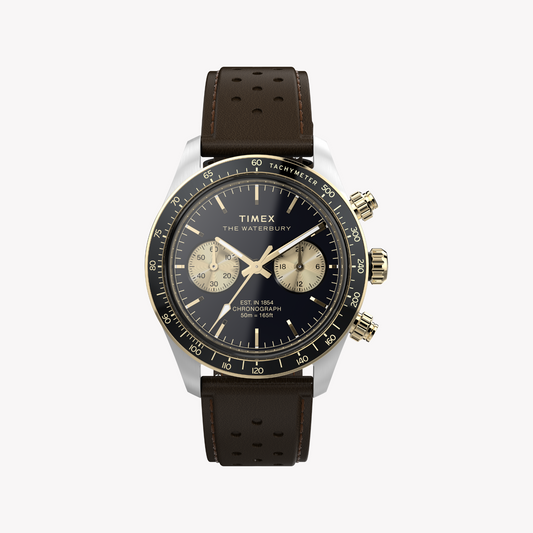 TIMEX Men's Silver/Brown Leather Watch | TW2Y24100-0