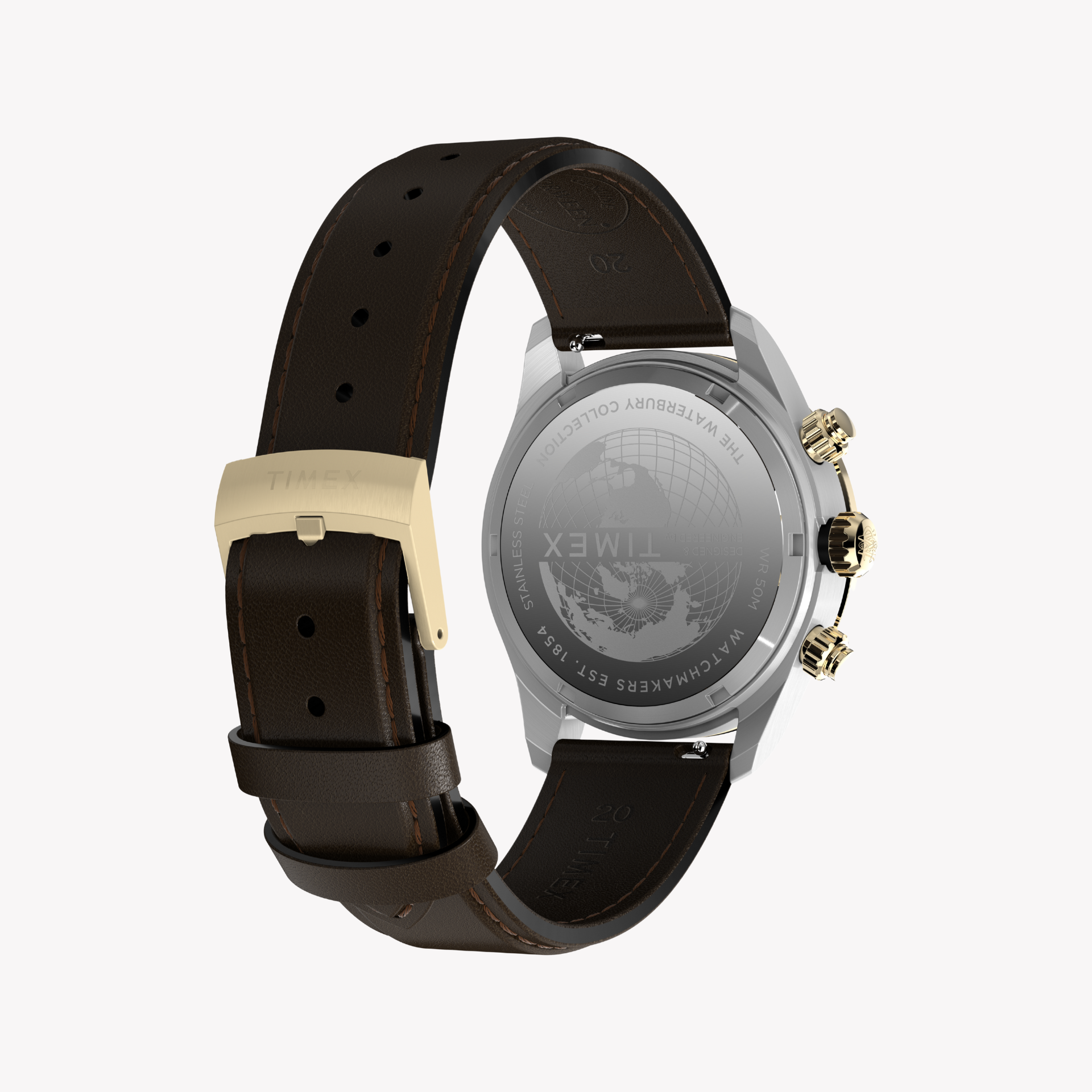 TIMEX Men's Silver/Brown Leather Watch | TW2Y24100-2