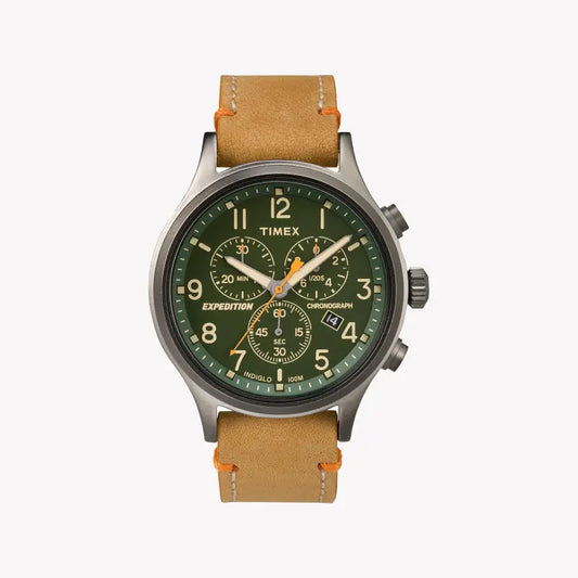 Timex Men's Brass Green Dial, Tan Leather Strap | TW4B04400-0