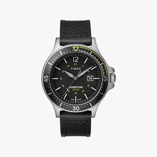Timex Men's Black Leather Watch, Black Dial | TW4B14900-0