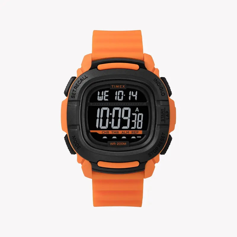 Timex Men's Orange Silicone Watch, Digital Dial | TW5M26500-0